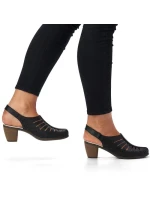 Dámské pohodlné kožené sandály na podpatku Rieker 40959-00