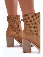 Dámské kůží síťované boty na podpatku Camel Lewski 3386