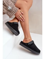 Zateplené dámské pantofle na platformě černé Neliel