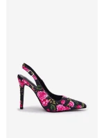 Ozdobené Sandály Na Podpatku S Růžemi Černé Vevessa Ozdobené Sandály Na Podpatku S Růžemi Černé Vevessa