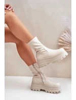 Kotníkové boty na masivní platformě světle béžové Florinara Kotníkové boty na masivní platformě světle béžové Florinara