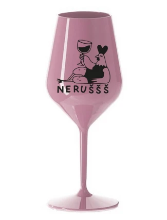 NERUŠŠŠ - světle růžová nerozbitná sklenice na víno 470 ml