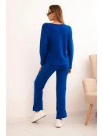 Dámský svetr s širokými nohavicemi a dlouhým rukávem chabrový