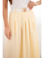 Dámská viskózová sukně s páskem a záhyby žlutá