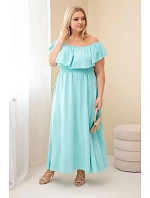 Dámské šaty Plus Size s volánem a elastickým pasem mátová