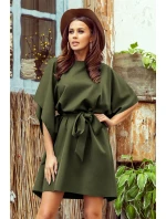 SOFIA - Dámské motýlkové šaty v khaki barvě 287-13 SOFIA - Dámské motýlkové šaty v khaki barvě 287-13