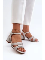 Dámské sandály na podpatku z ekologické kůže Sergio Leone SK894 šedé