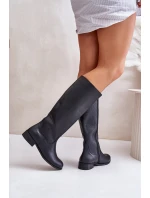 Kožené dámské kozačky do poloviny lýtek na zip Lewski 3616 černé Kožené dámské kozačky do poloviny lýtek na zip Lewski 3616 černé