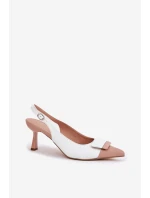 Elegantní Lodičky S Dekorací Eko Kůže Bílé Ottoles