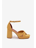 Dámské sandály na podpatku z imitace semiše Žluté Rosetta