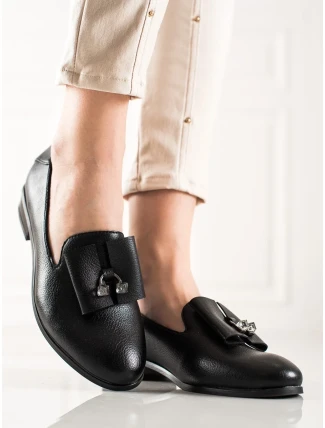 Exkluzívní dámské polobotky černé na plochém podpatku Exkluzívní dámské polobotky černé na plochém podpatku