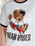 Dámské oversize tričko s výšivkou medvídka MISIONISTA white FashionStreet RY2852
