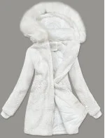 Bílá dámská bunda typu beránek s kapucí (h-1030-82)