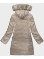 Khaki-béžová dámská oboustranná zimní bunda s kapucí (B8202-11046) Khaki-béžová dámská oboustranná zimní bunda s kapucí (B8202-11046)