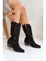 Semišové Kozačky S Prodyšným Svrškem Černé Zazoo 3609