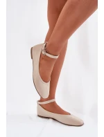 Eko Semišové Baletky S Páskem A Přezkou Béžové Deomira