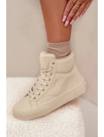 Zateplené dámské tenisky na platformě Big Star OO274795 Béžové