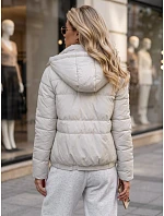 Dámská prošívaná bunda s kapucí, světle šedá, FashionStreet TY5860 Dámská prošívaná bunda s kapucí, světle šedá, FashionStreet TY5860
