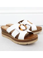 Dámské kožené žabky na platformě bílé Remonte D2L52-80