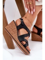 Dámské Sandály Na Klínu Sergio Leone SK223 Černé