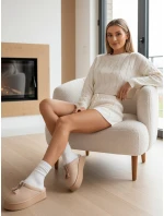 Dámské zateplené žabky light beige FashionStreet ZY1300