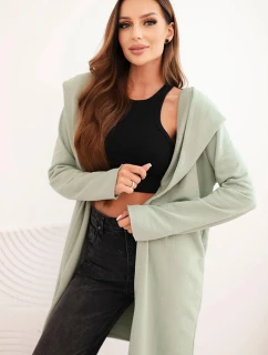 Dámská mikina z bavlny s kapucí a prodlouženým předním dílem tmavě mátová