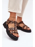 Dámské sandály z eko kůže s přezkami leopard Jeneliena