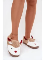 Vánoční dámské pantofle s motivem soba chlupaté béžové Orsella Vánoční dámské pantofle s motivem soba chlupaté béžové Orsella