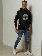 Pánská mikina s kapucí a potiskem černá FashionStreet BX5569