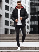 Pánská prošívaná zimní bunda s kapucí černá FashionStreet TX4894