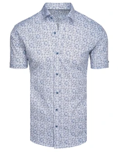 Pánská vzorovaná košile s krátkým rukávem modrá FashionStreet KX1054