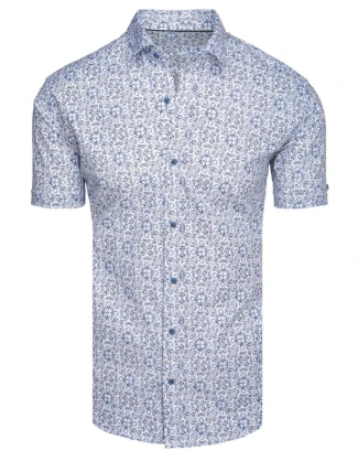 Pánská vzorovaná košile s krátkým rukávem modrá FashionStreet KX1054