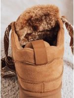 Dámské tenisky s kožešinou na platformě camel FashionStreet ZY1068