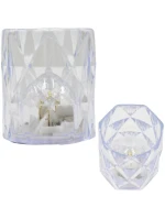 MINI DEKORATIVNÍ LAMPA 6 CM TRANSPARENTNÍ TEPLÁ BÍLÁ 1 LED