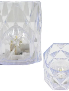 MINI DEKORATIVNÍ LAMPA 6 CM TRANSPARENTNÍ TEPLÁ BÍLÁ 1 LED