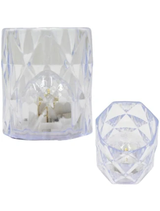 MINI DEKORATIVNÍ LAMPA 6 CM TRANSPARENTNÍ TEPLÁ BÍLÁ 1 LED