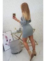 Šaty s ozdobnými knoflíky šedé