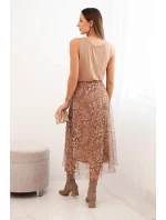 Dámská souprava s vlněným svetrem a viskózovou šaty camelový Dámská souprava s vlněným svetrem a viskózovou šaty camelový