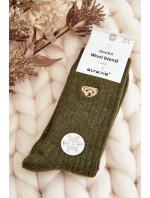 Dámské silné ponožky s medvědem tmavě zelené