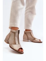 Dámské boty na plochém podpatku s odkrytými prsty Maciejka 06413-25 Zlaté