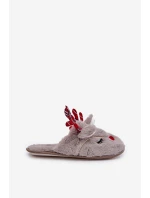 Vánoční Pantofle S Motivem Sobů Tmavě Béžové Sylaia