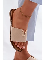 Dámské ploché nazouváky s ozdobným detailem V béžové Nelmira