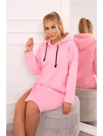 Šaty s kapucí a bočním rozparkem růžové Šaty s kapucí a bočním rozparkem růžové