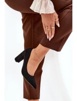 Eko Semišové Lodičky Na Podpatku Černé Ellinoria