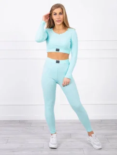 Pruhovaný top set 9353  mátový - Kesi