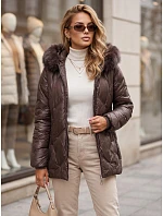 Dámská zimní bunda LOVEINSIDE, prošívaná s kožešinovým lemem, fialová, FashionStreet TY5814 Dámská zimní bunda LOVEINSIDE, prošívaná s kožešinovým lemem, fialová, FashionStreet TY5814