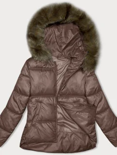 Hnědá dámská bunda se střihem bubliny S'west (B8190-14)