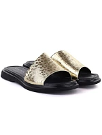 Dámské zlaté kožené žabky Vinceza 66914