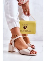 Kožené Sandály Na Vysokém Podpatku Béžová Lorisa