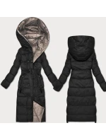 Černo-béžová oboustranná zimní bunda s páskem Minority (M2-6519-1+62)